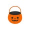 Cute halloween pumpkin bucket vector illustration