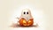 Cute Halloween Pumpkin and Ghost on White Background - Spooky Holiday Image