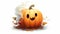 Cute Halloween Pumpkin and Ghost on White Background - Spooky Holiday Image