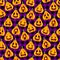 Cute Halloween pumpkins seamless pattern. Vector Happy Halloween print with smiling spooky carving faces pumpkins on