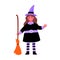 Cute Halloween Set of cartoon characters. Children in costumes for Halloween. Witch, vampire, dracula, Frankenstein`s monster,