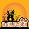 Cute Halloween sticker element silhouette castle