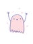 Cute Halloween Vector Illustration. Infantile Style Hand Drawn Pink Ghost.