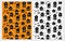 Cute Halloween Vector Pattern Set. Scary Houses whit Black Bats. White, Black and Orange Childish Style Design.