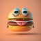 Cute hamburger character isolated on empty background. Happy cheeseburger smiling. Generative ai
