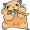 Cute hamster is biting bean sprouts