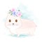 Cute hamster and bouquet hand drawn cartoon watercolor style illustration