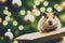 Cute hamster with christmas gift. ai generated. Hamster celebrating christmas. Christmas hamster