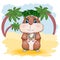 Cute hamster dancer hula, hawaii, summer concept, hamster cartoon characters, funny animal character