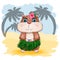 Cute hamster dancer hula, hawaii, summer concept, hamster cartoon characters, funny animal character