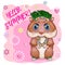 Cute hamster dancer hula, hawaii, summer concept, hamster cartoon characters, funny animal character