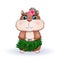 Cute hamster dancer hula, hawaii, summer concept, hamster cartoon characters, funny animal character