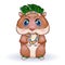 Cute hamster dancer hula, hawaii, summer concept, hamster cartoon characters, funny animal character