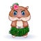 Cute hamster dancer hula, hawaii, summer concept, hamster cartoon characters, funny animal character