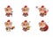 cute hamster set, animal character bundles in santa costumes, animals wearing christmas costumes. cartoon in kawaii style