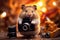 Cute hamster with small photo camera