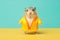Cute hamster in swimming suit ready to swim