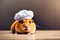 cute hamster wearing a chef's hat, created with generative ai technology