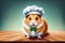 cute hamster wearing a chef's hat, created with generative ai technology