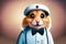 cute hamster wearing a doctor's hat created with generative ai technology