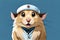 cute hamster wearing a doctor's hat created with generative ai technology