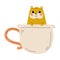 Cute Hamster in White Teacup, Adorable Little Cartoon Animal Character Sitting in Coffee Mug Vector Illustration