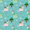 Cute hand drawing dino merry Christmas and happy new year seamless pattern design