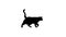 Cute hand drawn animation with black cat silhouette. Isolated cartoon character in flat style. Doodle livestock concept.