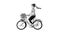 Cute hand drawn animation. Black outline concept. Girl ride on bicycle with flowers. Cartoon character in sketch style.