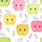 Cute hand drawn apple seamless pattern. Sweet food vector background. Delicious summer design. Wrapping, print