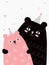 Cute Hand Drawn Big Bear and Little Baby Bear Vector Illustration.