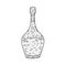 Cute hand drawn bottle od champagne isolated on white vector illustration. Festive wine bootle fow web design.