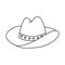 Cute hand drawn cowgirl hat doodle with outline. Sheriff girl hat with hearts in cowboy and cowgirl western theme