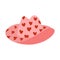 Cute hand drawn cowgirl hat. Sheriff girl hat with hearts print in cowboy and cowgirl western theme. Simple pink doodle