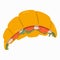 Cute hand drawn croissant in trendy naive style. Popular French bakery with salad, ham and tomato. Clipart of pastry for hearty