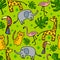 Cute hand drawn doodle African animals seamless pattern.