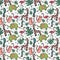 Cute hand drawn doodle African animals seamless pattern.