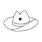 Cute hand drawn doodle of cowboy hat with outline. Sheriff hat with star in cowboy and cowgirl western theme. Simple