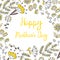 Cute hand drawn doodle happy mothers day spring postcard.