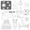 Cute hand drawn doodle night, sleep theme objects collection