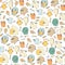 Cute hand drawn doodle penguins seamless pattern