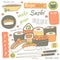 Cute hand drawn doodle sushi collection.