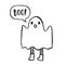 Cute hand drawn funny ghost.