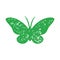 Cute hand drawn green butterfly mustache antenna minimalist logo decorative design grunge texture