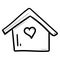 Cute Hand Drawn House in the doodle style. Stay Home, work in home. Hygge, Scandinavian style hose icon. Slow living