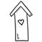 Cute Hand Drawn House in the doodle style. Stay Home, work in home. Hygge, Scandinavian style hose icon. Slow living