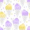 Cute hand drawn ice cream seamless pattern. Sweet food vector background. Delicious summer design. Wrapping, print