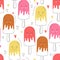 Cute hand drawn ice cream seamless pattern. Sweet food vector background. Delicious summer design. Wrapping, print