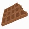 Cute hand drawn illustration of bitten dark chocolate bar. Unwrapped square pieces of chocolate. Cocoa organic product. Vector