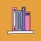 Cute hand drawn isolated clipart shelf with notebooks and books, planners for education and scheduling